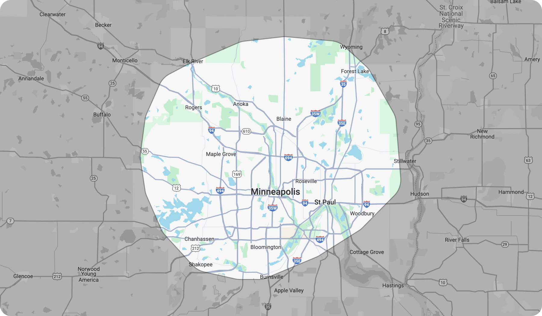 Map of service areas