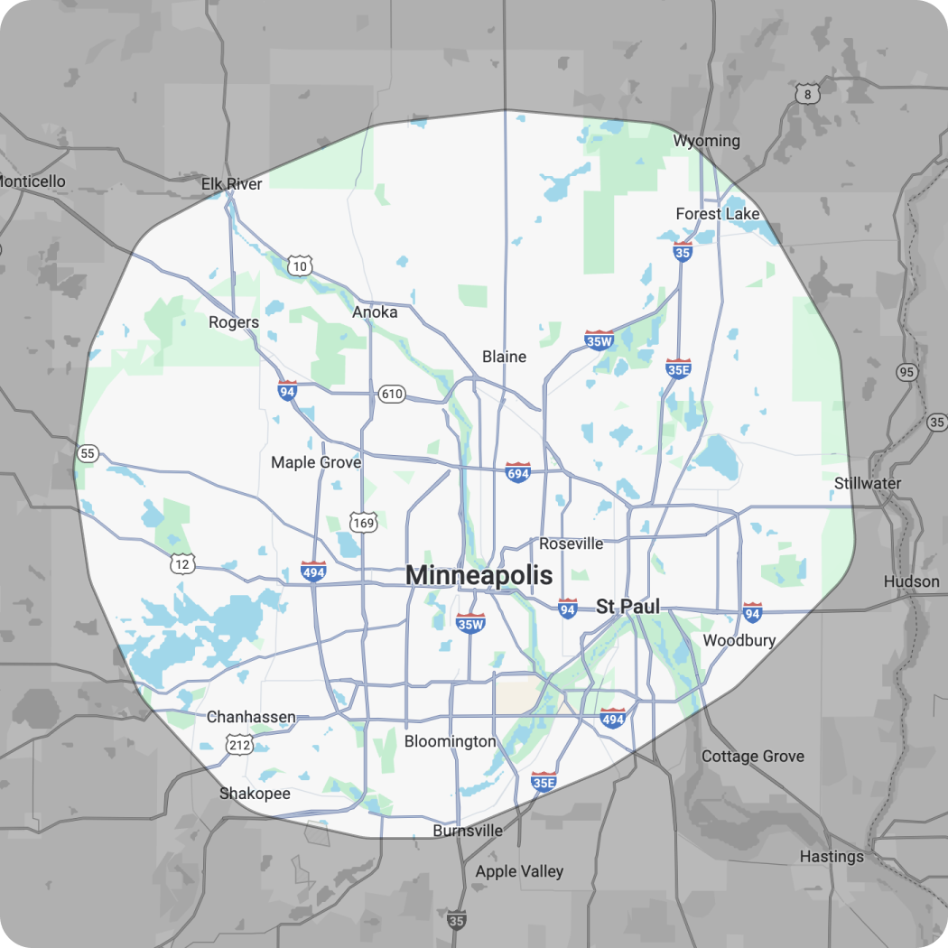 Map of service areas